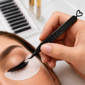 Black Heart Design Eyelash Tweezers Precision Stainless Steel Tip Smooth Surface for Lash Application - Product Image 3