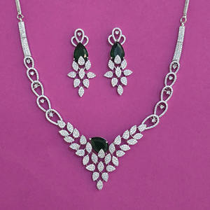 Fashion Jewellery Wholesalers in India Zircon Classic Women's Necklace with <b>Rope</b> <b>Chain</b> and 2 Tone Plating for Anniversary 444010 - Product Image 4