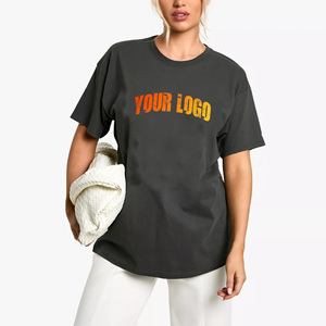เสื้อยืดคอกลมทรงหลวมสำหรับผู้หญิง ผ้าฝ้าย 100% แขนสั้น พิมพ์ลายโลโก้ สวมใส่สบายทุกฤดู ผ้าเจอร์ซีย์ระบายอากาศได้ดี - Product Image 1