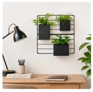 Modern <b>Garden</b> Wall Planter Black Metal Wall Mounted <b>Hanging</b> Herb <b>Garden</b> for Indoor & Outdoor Modular for Home Balcony Decor - Product Image 4