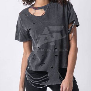 T-shirt pour femme de qualité supérieure, effet usé, matière douce au toucher, style confortable pour tous les jours - Product Image 3