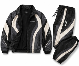 Ensemble de survêtement unisexe bicolore, coupe ample, respirant, veste et pantalon en polyester, vêtements de sport d'automne pour adultes - Product Image 5