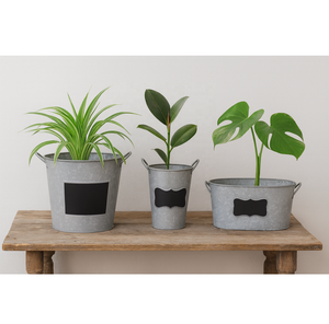 Macetas para vivero de 3 uds., recubiertas de PE galvanizado, duraderas, ligeras, rectangulares, maceta, maceta para decoración interior y exterior, valla de barandilla - Product Image 1