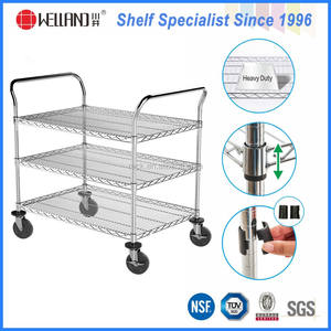 รถเข็นลวด3ชั้นเคลื่อนย้ายได้มีล้อโลหะโครเมี่ยม - Product Image 2