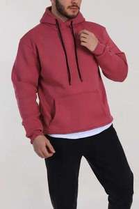 Sweat à capuche vintage rose pour homme, pull à manches longues de qualité supérieure, sweat-shirt décontracté en molleton avec poche kangourou, streetwear - Product Image 4