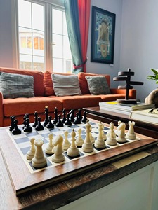 Handmade <b>Wooden</b> <b>Chess</b> <b>Set</b> With Board Modern Design For Home Decoration Rectangle Shape Polished Finish Tabletop Use - Product Image 2
