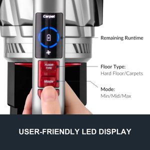 Aspirateur balai sans fil léger 450W avec batterie amovible et phares LED - Product Image 6
