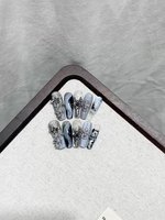 Extra Largo Ataúd Aurora Abyss Plata Gris Obsidiana Mármol Estrella Luna Acrílico Pre-diseñado Uñas del dedo del pie