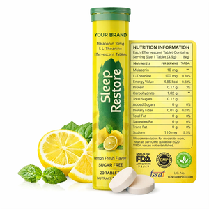 Comprimés effervescents sans sucre à la mélatonine et à la L-théanine pour la restauration du sommeil, la relaxation et le soulagement du stress, saveur citron fraîche, boisson 20 - Product Image 3