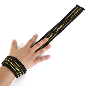 Wrist Support Straps With Yellow Stitching Adjustable Hook Loop Closure For <b>Weight</b> Lifting Strength <b>Training</b> Unisex - Product Image 2