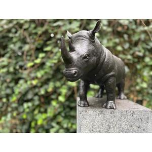 Sculpture de rhinocéros en bronze personnalisable, artisanale, durable, style vintage, pour décoration, prix avantageux. - Product Image 3