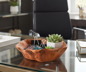 Tazón para servir hecho a mano de madera de olivo, estilo Wabi Sabi natural, tazón decorativo para ensalada de frutas y vajilla. - Product Image 3