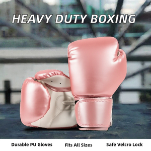 Gants de boxe d'entraînement en cuir rose, à doigts entiers, avec fermeture auto-agrippante, sangle de poignet réglable, respirants, légers, logo personnalisable - Product Image 4