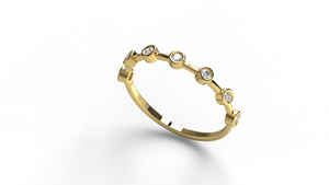 Anillo de Boda Ligero de Oro de 18K con Diamantes de Corte Redondo, Bisel Espaciado, Media Eternidad, Delicado, Apilable, Joyería Fina de Moda para Mujer - Product Image 2