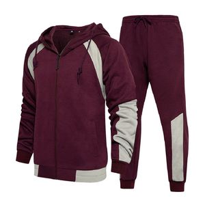 Conjunto Deportivo para Hombre con Cierre, Sudadera con Bloques de Color y Pantalones Jogger, 2 Piezas, Ropa Deportiva de Felpa Francesa Gruesa - Product Image 3