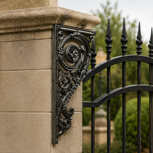 Rustic Cast Iron Wall Shelf <b>Bracket</b> Vintage Scroll Design Heavy Duty <b>Black</b> Decorative Metal Holder For Home Office Garden Decor - Product Image 1