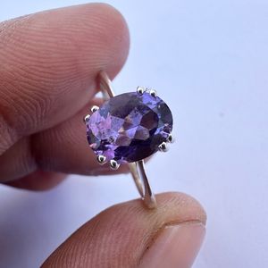 Natural Amethyst 925 Sterling <b>Silver</b> <b>Ring</b> Handmade February Birthstone Jewelry Gift For Her - Product Image 3