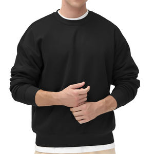 Sweat-shirt à col rond noir uni pour homme, coupe classique, 100% coton molletonné, respirant, service OEM, vêtements décontractés pour l'automne - Product Image 3