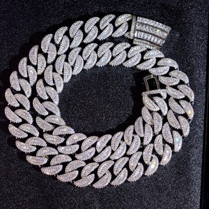สร้อยคอแบบ Iced Out Link Chain เงินแท้ 925 ชุบโรเดียม ประดับเพชร VVS มอยส์ซาไนต์ เครื่องประดับฮิปฮอปสำหรับผู้ชาย - Product Image 1