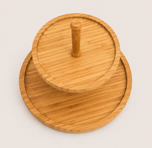 Wholesale Eco-Friendly 2 Tier Bamboo Cake Stand Round Wooden Dessert Display Stand for Wedding Party and <b>Buffet</b> Serving Stand - Product Image 2
