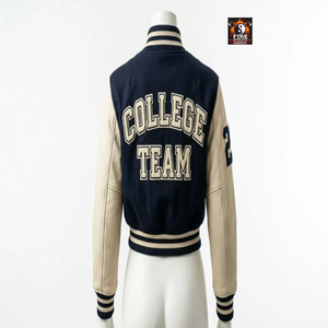2025 Custom Wool Cropped Varsity <b>Jacket</b> Women Personalized Letterman <b>Jacket</b> Crop <b>Jacket</b> Name Logo Chenille Embroidery - Product Image 5