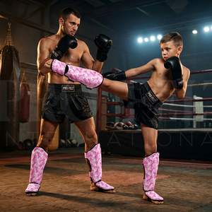 Protège-tibias Muay Thai pour enfants, couleur unie, légers, protection des pieds pour le kickboxing, entraînement d'arts martiaux, protège-tibias de boxe pour le sparring - Product Image 2