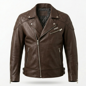 Veste en cuir imperméable pour homme, taille US, avec doublure en velours, marron imitation cuir, pour la moto, vente en gros - Product Image 3