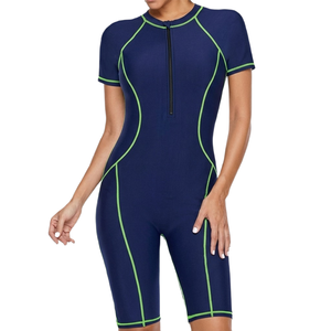 Traje de Baño Profesional para Mujer, 220g, Spandex y Nailon, Sin Costuras, de Una Pieza, con Pantalones Cortos - Product Image 1