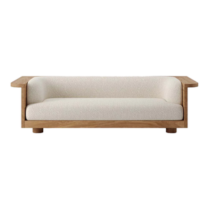 Canapé de jardin scandinave à deux places avec structure en bois et coussins en tissu gris, mobilier d'extérieur au design durable - Product Image 2