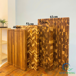 Planche en bois massif rectangulaire personnalisable OEM ODM, écologique, non toxique, qualité supérieure, avec poignée sculptée et canal de drainage - Product Image 5