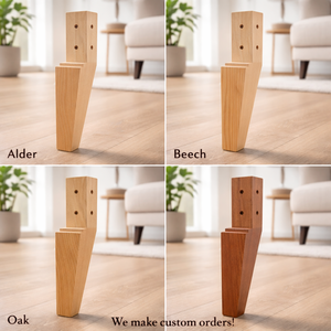 Pied de canapé traditionnel incliné en bois massif avec plaque métallique, support robuste, qualité supérieure, pièce de rechange pour mobilier de salon - Product Image 2