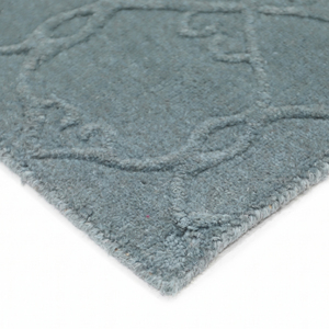 Tapis DECORDEC en laine bleu gris doux, motif treillis géométrique texturé, antidérapant, écologique, à poils moyens pour salon - Product Image 5