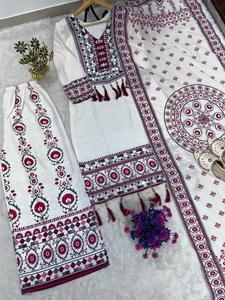 Conjunto Sharara de Tela Maslin, Hermoso y Elegante, Estilo Indio-Pakistaní, para Fiestas, Bodas y Uso Diario, para Mujer - Product Image 6