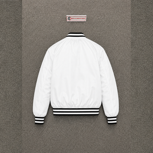 PREMIUM <b>WHITE</b> WINTER VARSITY BOMBER <b>JACKET</b> <b>MEN</b> WOMEN CASUAL LIGHTWEIGHT HEATED SNAPSHOT BUTTON STREETWEAR FASHION COAT OUTERWEAR - Product Image 6