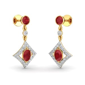 925 sterling <b>silver</b> Gold-Plated Red Cubic Zirconia Geometric <b>Drop</b> <b>Earrings</b> for Women – Elegant Bridal Party Jewelry Handmade - Product Image 1