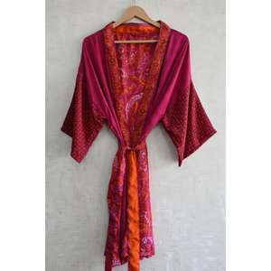 Kimono Largo de Seda Transpirable con Parches para Mujer, Talla Grande, Estilo Boho de Lujo, Ropa de Dormir, Bata Suave hasta el Tobillo - Product Image 3