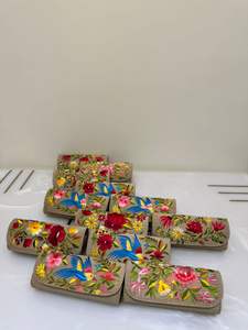 Hand Embroidered Fabric Purses with Floral & Bird Motifs, Artisan Clutch <b>Bags</b> for Evening, <b>Festive</b> & Ethnic Wear - Product Image 4