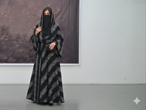 Abaya Larga Floral para Mujer, Hecha a Mano, Transpirable, Antiarrugas, con Frente Abierto, Largo hasta el Suelo, Modesta, para Bodas, Eid, Ramadán - Product Image 1