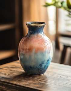 Jarrón de cerámica para mesa con rayas azules y blancas y doble asa, diseño escandinavo, esmaltado, exquisito, duradero, de 8 a 16 pulgadas. - Product Image 2