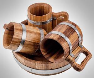Hot Selling 100% Eco-Friendly Vintage Beer <b>Mug</b> with Wooden Handle Handmade Tankard Dishwasher Safe for Home Hotel Restaurant - Product Image 2