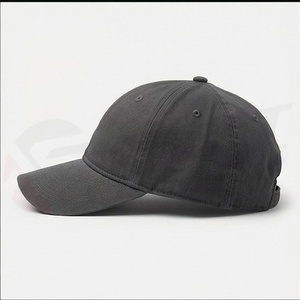 Dark Grey Washed Canvas Baseball <b>Cap</b> <b>Plain</b> Adjustable Vintage Style Trending Unique Design Men Gear Shade Breathable - Product Image 3