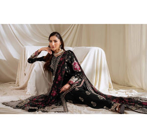 Ssumaira <b>Present</b> Omara festive <b>eid</b> collection by Nureh Embroidered Embellished silk & chiffon jacquard collection Anarkali - Product Image 1