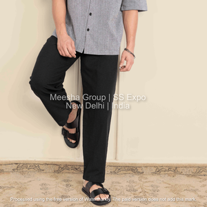 กางเกงลำลองผ้าคอตตอนผสมทรงตรงเอวยางยืดใส่สบายสำหรับผู้ชาย - Product Image 6