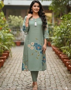 New Women Floral Printed Poly Rayon Kurtis Loose Fit Ankle Length Traditional Casual Wear India Pakistan Style Short Kurtis - Product Image 1
