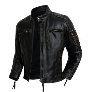 Men’s Genuine Leather <b>Jacket</b> Premium Motorcycle <b>Biker</b> <b>Jacket</b> Custom Logo Vintage Streetwear Outerwear Wholesale Supplier - Product Image 6