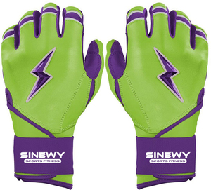 Gants de frappe de baseball en cuir vert SINEWY SPORTS, rembourrés, fermeture auto-agrippante, unisexe, adulte, entraînement - Product Image 1