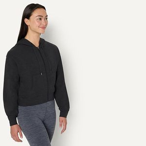 Essentials unisex Athletic Soft Performance Lightweight Cropped Zip Up <b>Workout</b> <b>Hoodie</b> - Product Image 2