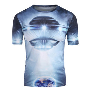 เสื้อยืดกีฬาผู้ชาย พิมพ์ลายกาแล็กซี่ด้วยเทคนิค Sublimation ผ้าฝ้าย 100% น้ำหนักเบา ระบายอากาศได้ดี แขนสั้น ทรงหลวม รับผลิตแบบ OEM/ODM - Product Image 1