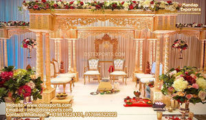 Mandap Real Radhika para Bodas Gujarati, Gran Ceremonia de Boda Hindú, Mandap de Madera Moderno y Ligero para Interiores, Tamaño Personalizado - Product Image 2