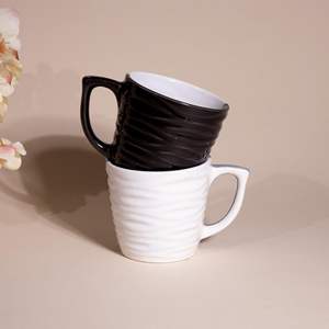 Juego de Café de Cerámica Abhita Moderno y Lujoso de Doble Tono con Diseño de Ondas, 200 ml, Ecológico, Duradero, Portátil, Negro y Blanco, para Oficina y Hogar - Product Image 2